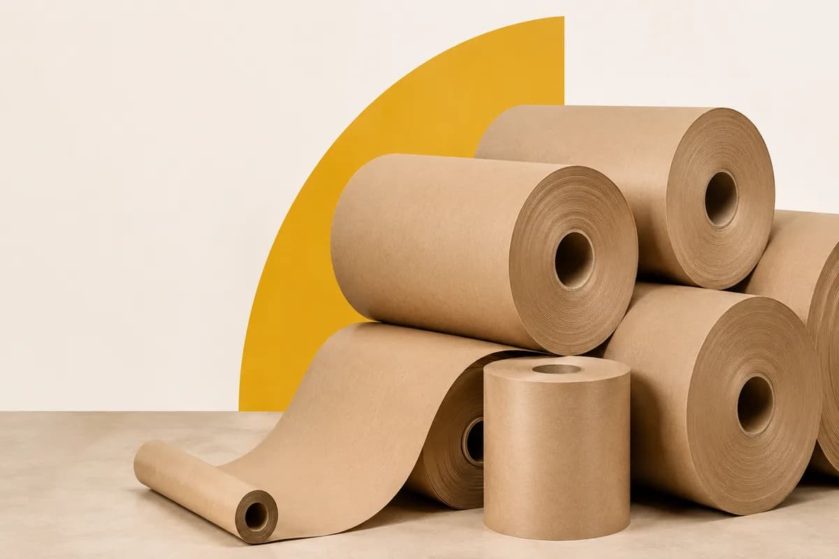 papel kraft natural — rollo y muestras de tipos y gramajes para empaques en Colprinter